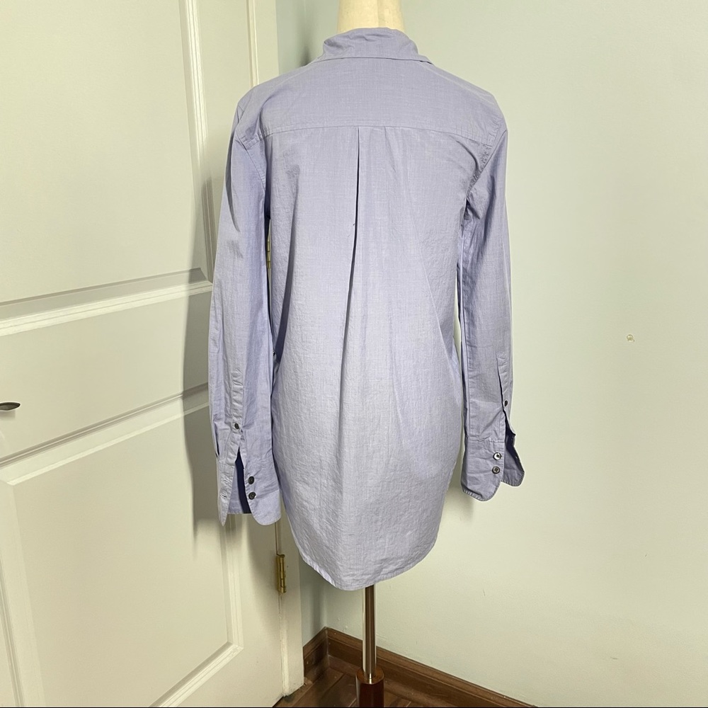 J Crew Classic Blue Button Down Shirt Side Sequins size 00 - Picture 8 of 10